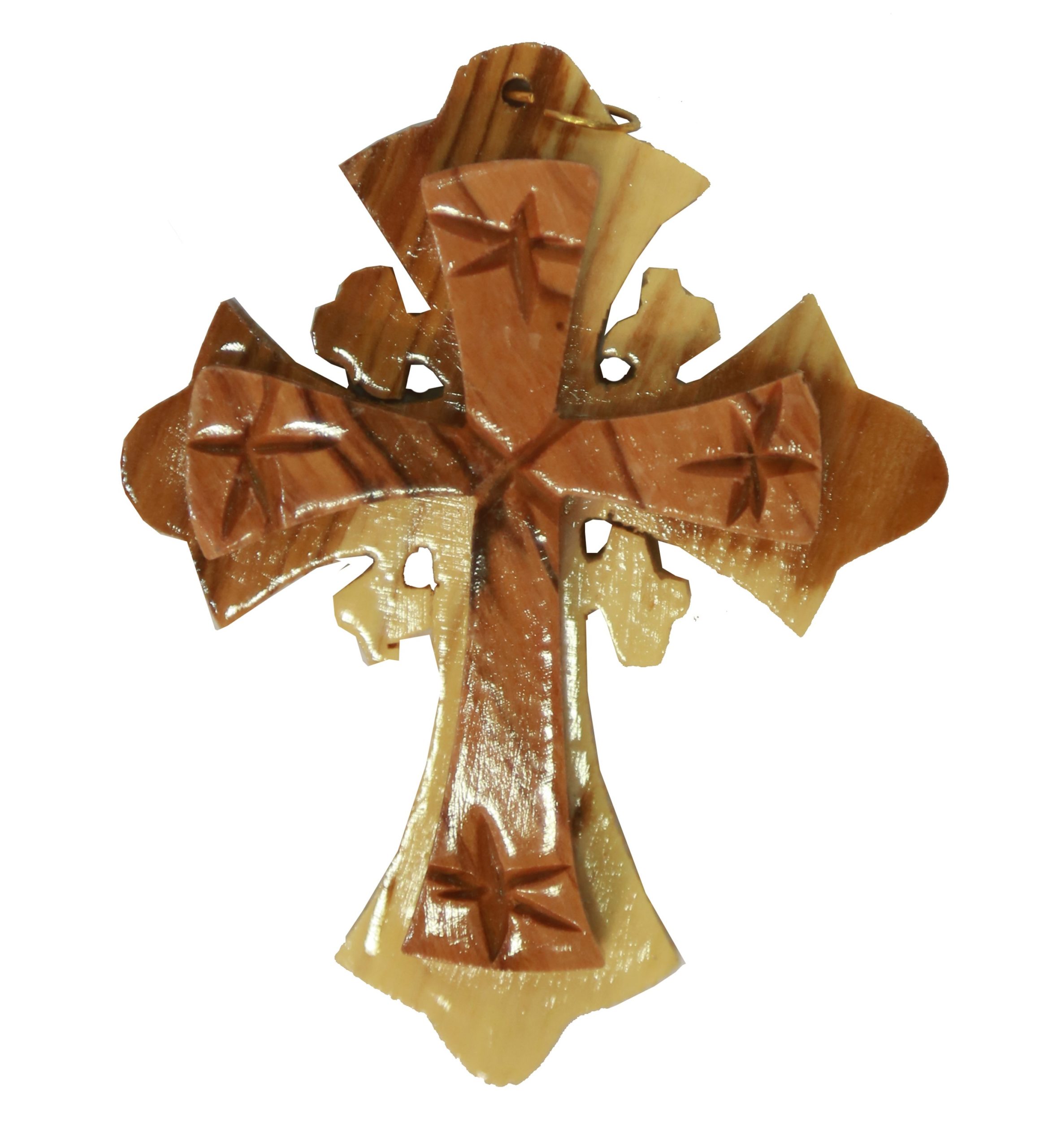 Olive Wood Cross Pendant - Jerusalem